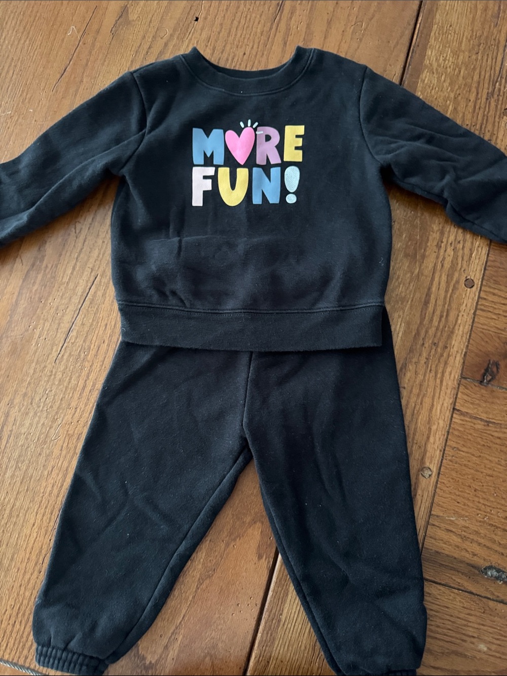 Garanimals Black Sweatshirt & Joggers with Multicolor "MORE FUN!" Graphic